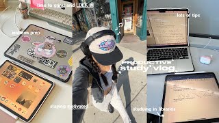 PRODUCTIVE STUDY VLOG 🖇️🎧 midterm prep, studying in libraries, tips & motivation