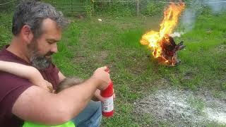 Teaching your kids how to use a fire extinguisher!