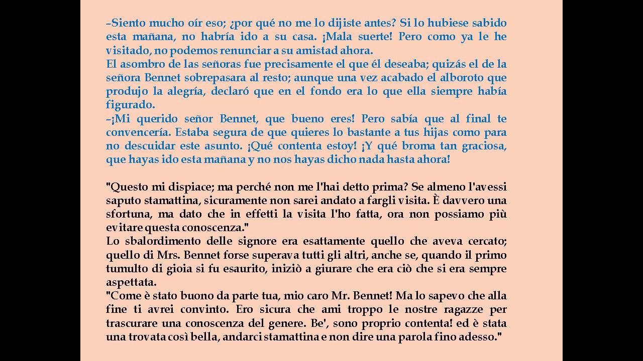 Imparare spagnolo ascoltando audiolibri: Orgoglio e Pregiudizio (sottotitoli spagnolo e italiano)