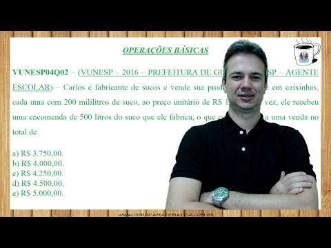 VUNESP04Q02 - VUNESP - 2016 - PREFEITURA DE GUARULHOS/SP - OPERAÇÕES BÁSICAS