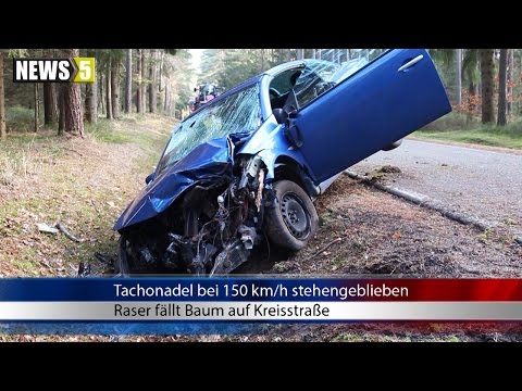 28.12.2016 (AN) Raser fällt Baum auf Kreisstraße