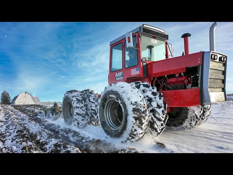 Chisel Plowing in the Snow Massey Fergusoon 1800 Tractor