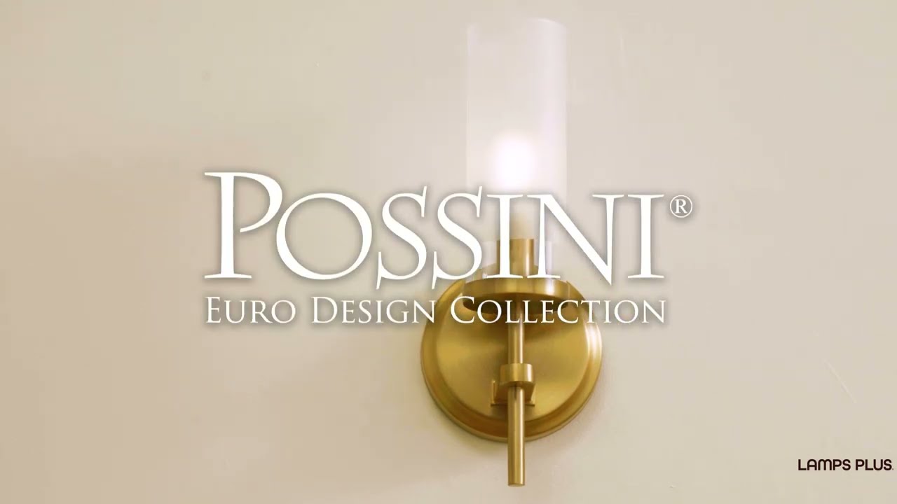 Video 1 Watch A Video About the Possini Euro Domenico Satin Brass Wall Sconce
