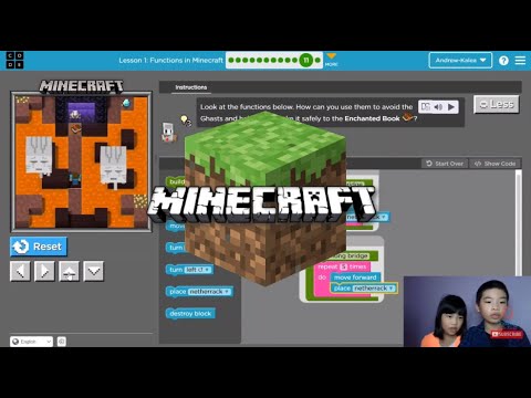 How to Code MINECRAFT in Code.org: Course F Lesson 1: Functions in Minecraft Puzzle 11-12