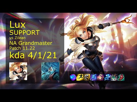 Lux Support vs Zilean - NA Grandmaster 4/1/21 Patch 11.22 Gameplay