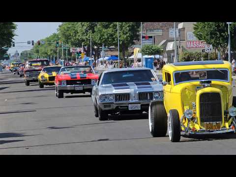 American Graffiti festival 50th anniversary car show parade classic cars hot rods old school trucks