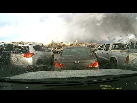 Tornado in Lincoln Nebraska on 04-26-2024. Dash-cam in parking lot.