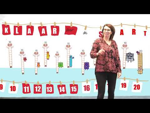 bewegen en leren: De getallen 11 t/m 20 springen op de getallenlijn met een sprong en huppen.