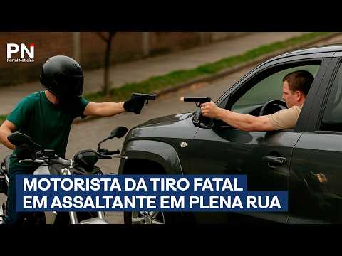 Driver reacts to robbery and sets fire to criminal