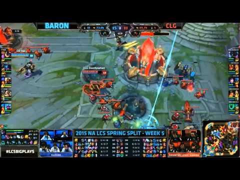 C9 Backdoor Baron Inhib Trade Game Finish - C9 vs CLG Game 2 (NA LCS Spring 2015)