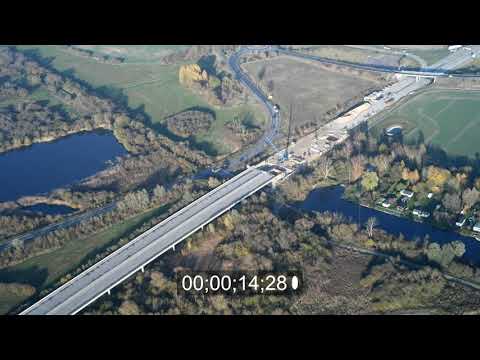 Autobahn- Brückenbauwerk A20 in Tribsees im Bundesland Mecklenburg-Vorpommern, Deutschland