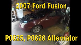 2007 Ford Fusion alternator not charging. P0625, P0626