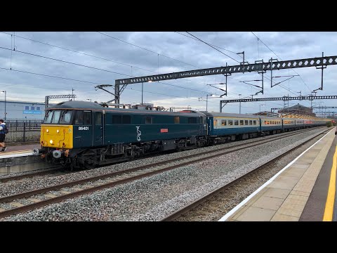 1970s era Class 86 hauled Avanti capacity train ride - London Euston to Rugby