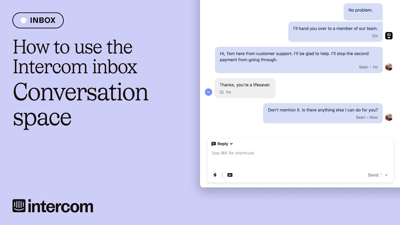 How to use the Intercom inbox - Conversation space video thumbnail