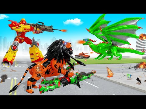 Flying Tank Robot Lion Transform Game
