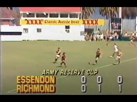 Army Reserve Cup -  Rd 1 1985 Richmond Reserves v Essendon Reserves at Lakeside Oval. VFL Football.