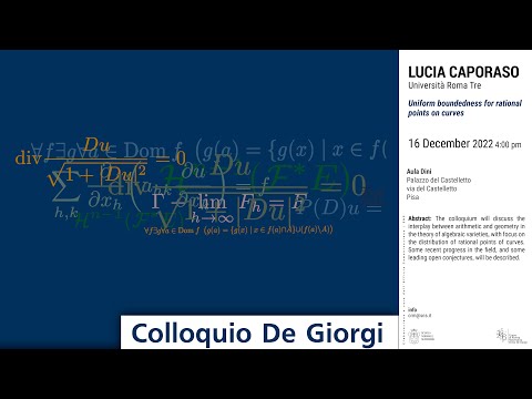 Colloquio De Giorgi - Caporaso, Uniform boundedness for rational points on curves - 16 dicembre 2022
