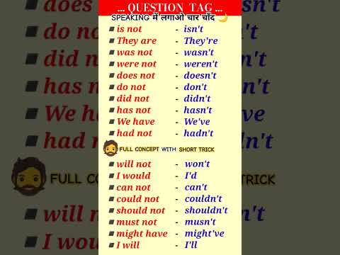 Question Tag | Question tags in english grammar with examples #questiontag#english#grammar