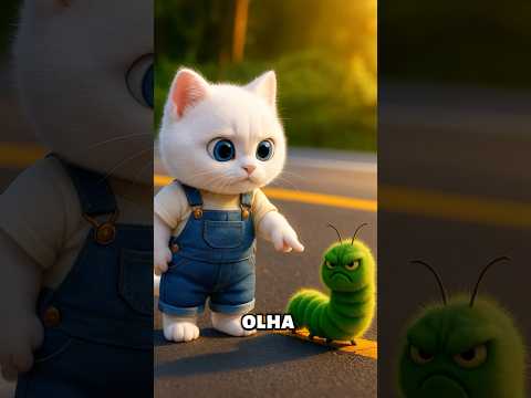 Gatinho fofo olha minhoca na rua