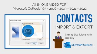How to Import and Export Contacts in Outlook 365 / 2016 📧🖥 Step by Step Tutorial with subtitles 📋