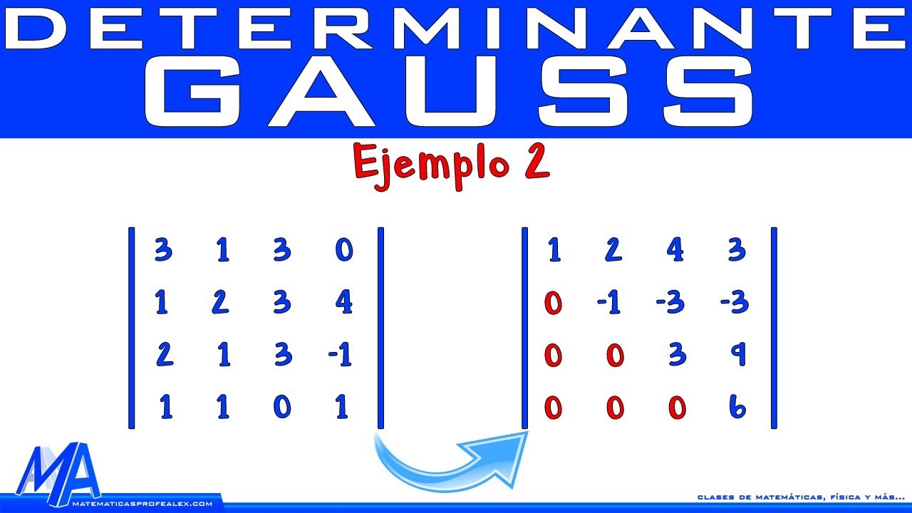 Determinante de una matriz de 4x4 método de Gauss | Ejemplo 2