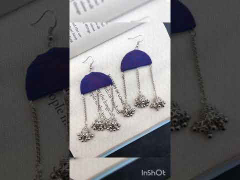 Handcrafted Fabric Half Circle shaped Earrings