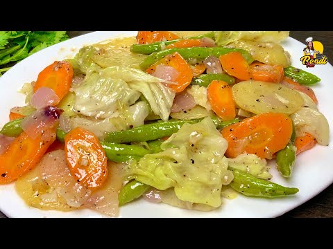 විනාඩි 10න් රසකාරක සෝස් වර්ග නැතුව වෙජිටබල් චොප්සි | Vegetable Chopsuey Recipe in 10 Min (Eng sub)