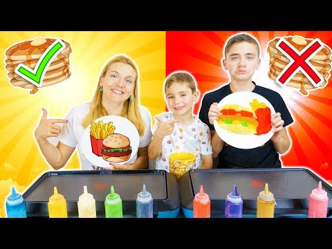 PANCAKE ART CHALLENGE 4 !!! - Mère VS Fils : Hamburger frites, Glace, Donut...