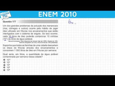ENEM 2010 Math #42 - Power of Base 10 and Water Contaminated by Frying Oil