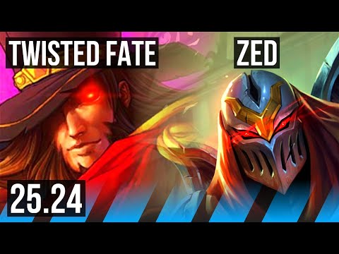 TWISTED FATE vs ZED (MID) | Perfect KDA: 11/0/5 | KR Master | 25.24