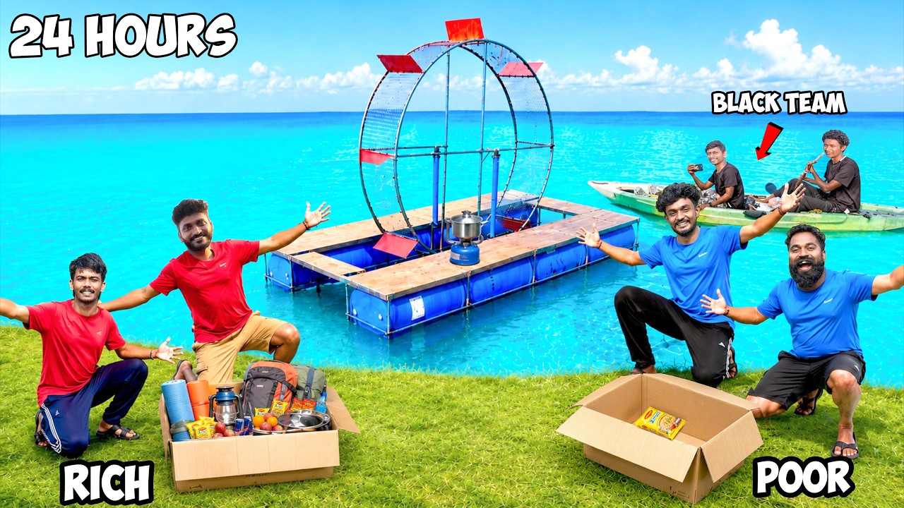 Rich And Poor Camping On Giant Running Wheel Boat | M4 Tech |