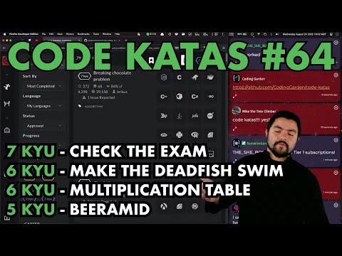 Code Katas #64 - Check the Exam, Make the Deadfish Swim, Multiplication Table, Beeramid