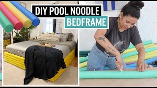 DIY BED FRAME USING OFF POOL NOODLES // how tobuild a bed
