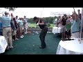 PHIL MICKELSON thrills fans with shot from hospitality.