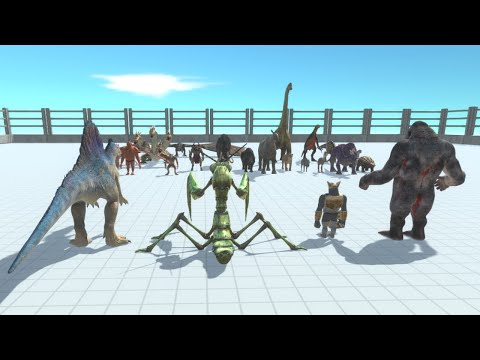 GORO WITH GHOR HAMMER & PRAYING MANTICS & SPINOSAUR VS FACTION | Animal Revolt Battle Simulator