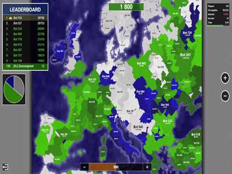 Territorial Bot Timelapse - Three Teams, 512 Players