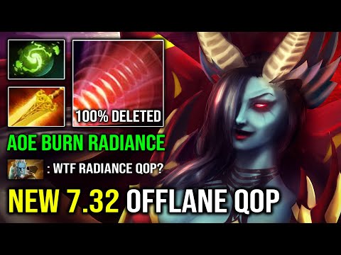 NEW 7.32 Radiance Queen of Pain AOE Burn 100% Deleted Offlane with Triple Null Talisman Dota 2