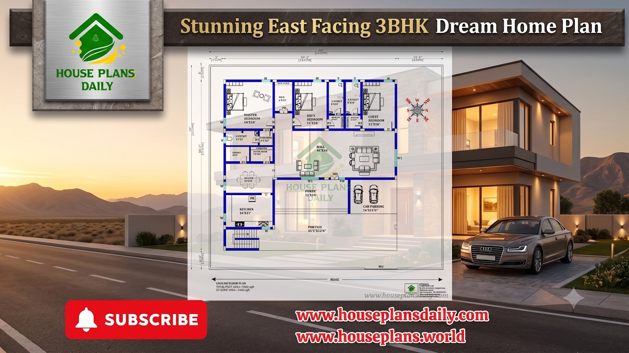 Stunning East Facing 3BHK Dream Home Plan