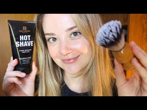 ASMR RELAXING MEN'S SHAVE & CUT ROLEPLAY! Shaving, Brushing, Whispered Ear To Ear