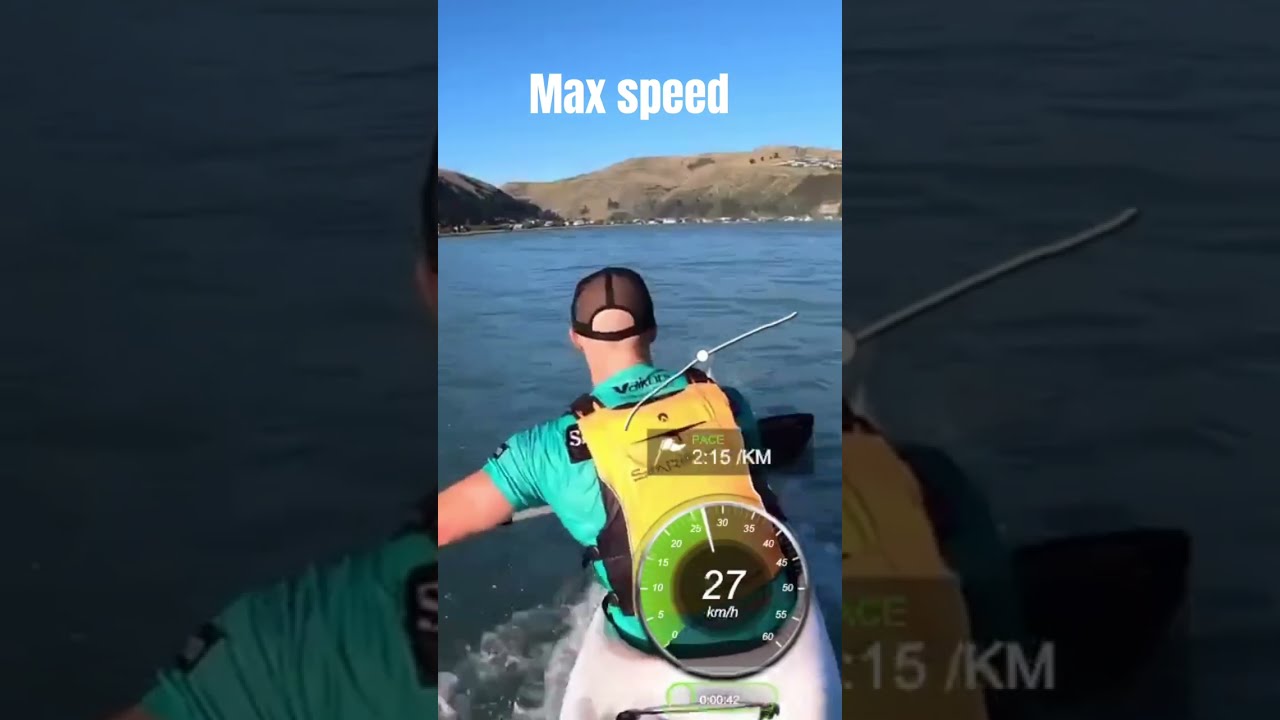 Max speed. Catching a wave on a surfski.