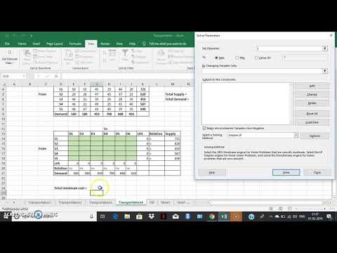 Part of a video titled Unbalanced Transportation Using Solver - YouTube