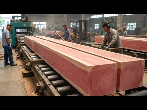 See inside a lumber mill processing & producing 13 foot long boards 