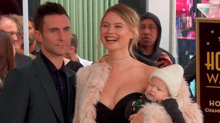 Adam Levine, Behati Prinsloo and daughter at the Adam Levine Star on the Hollywood Walk of Fame