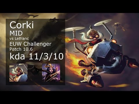 Corki Mid vs LeBlanc - EUW Challenger 11/3/10 Patch 10.6 Gameplay