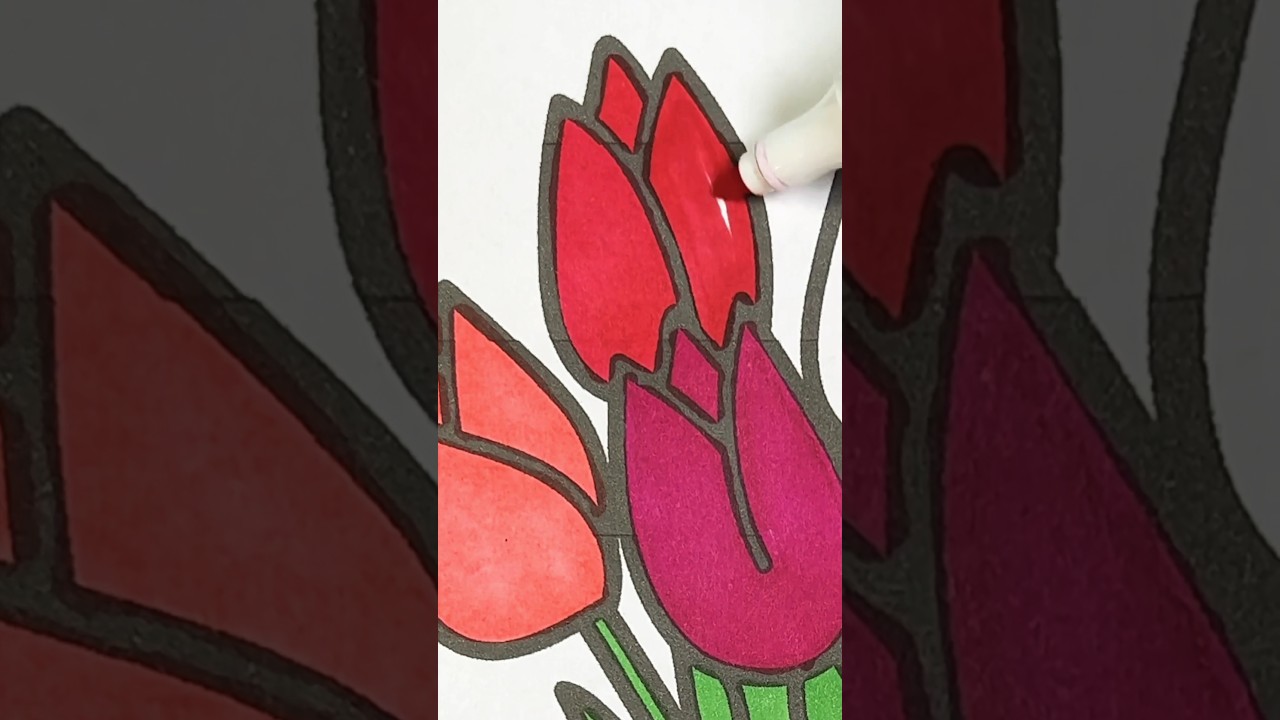 💐 Coloring a bouquet of pink flowers #coloring #art #shorts