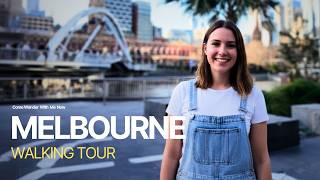 Melbourne Summer Sunset Walk - Golden Hour to City Lights - 4K