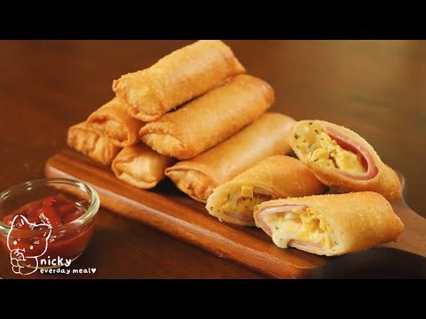 Easy Egg Roll Recipe : How To Make Ham and Cheese Egg Rolls