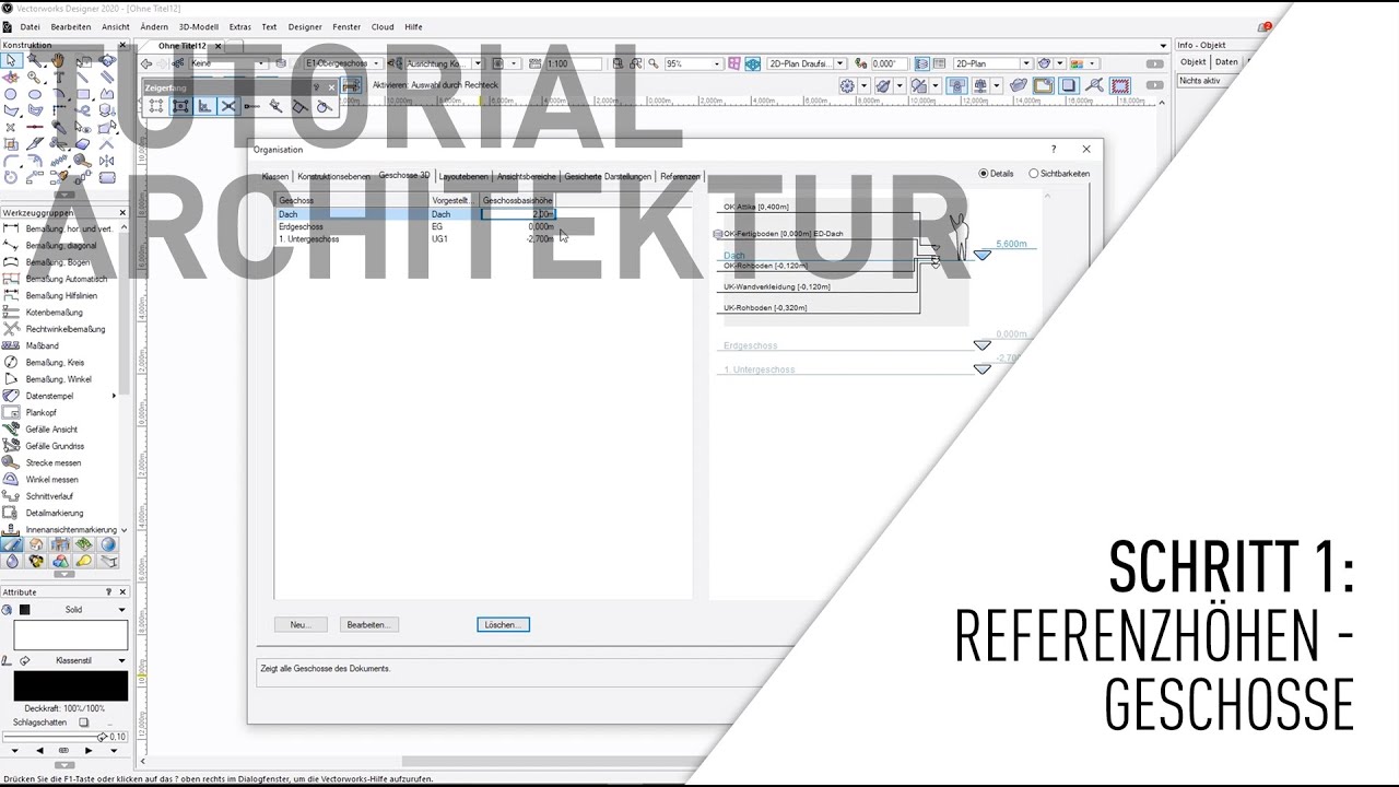Architektur BIM Tutorial - Teil 1 Referenzhoehen Geschosse