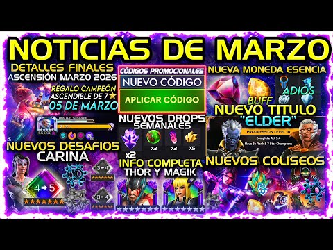 NUEVO “CÓDIGO” NUEVO TÍTULO! CARINAS VOL.6!ASCENSION 7⭐️*GRATIS* MAGIK+THOR +COLISEOS & MÁS | MCOC