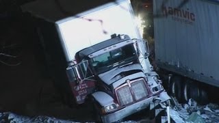 Huge multi-vehicle pileup on icy Indiana highway